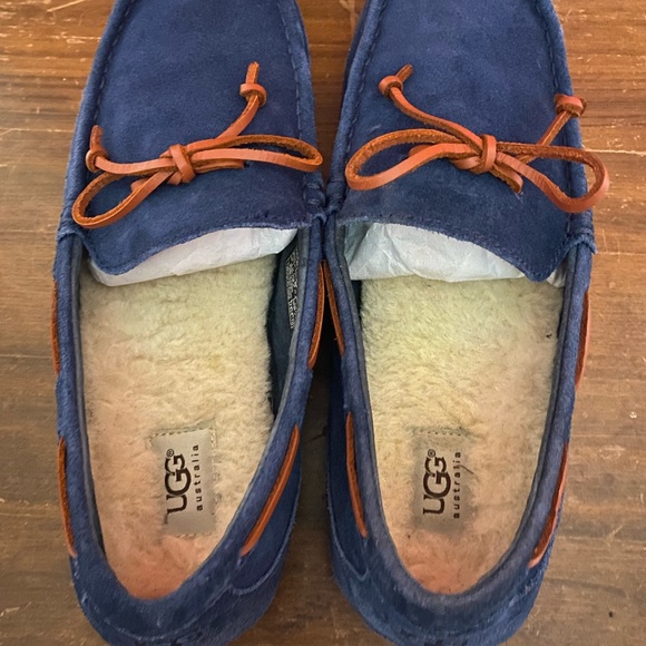 UGG Navy Blue Suede Chester Capra Moccasin Slip On Loafers MENS SZ 12 - Picture 4 of 14
